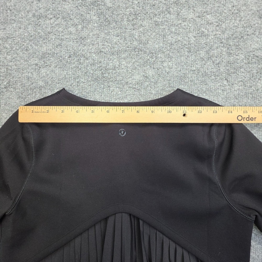 Lululemon Womens Top Size 6 Black Pleat On Long Sleeve Pleated - Picture 7 of 9